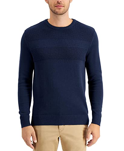 Club Room Mens 100% Cotton Ribbed Trim Sweater Navy Size XL