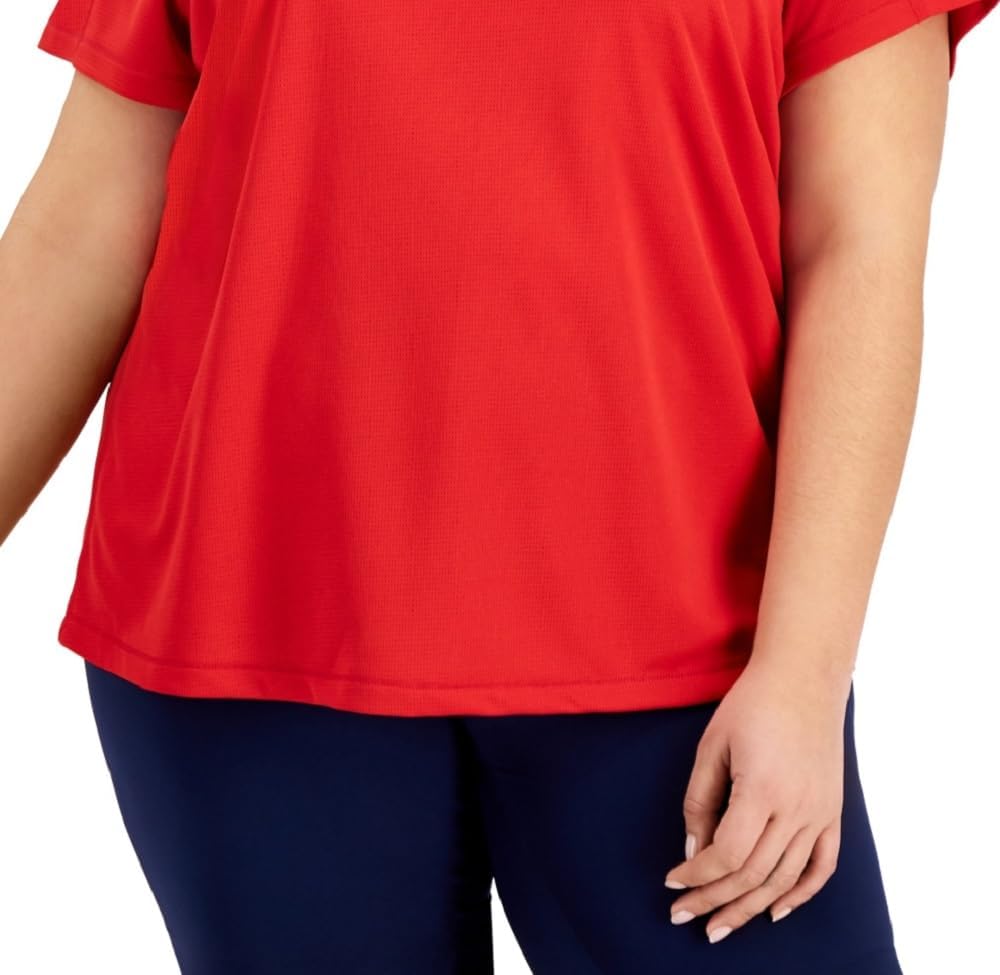 ID Ideology Women's Birdseye Mesh T-Shirt Red Size 3X Plus