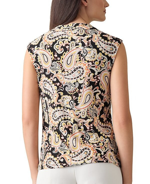 Kasper Petite Printed Cowlneck Sleeveless Top BLACK Size PXL MSRP $49