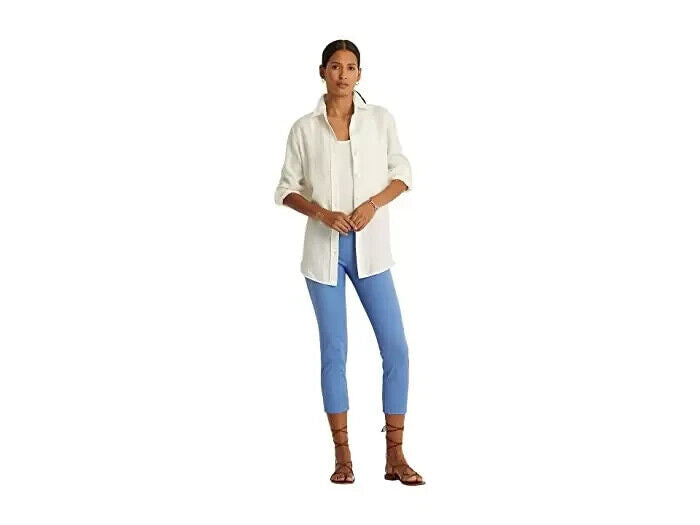 LAUREN RALPH LAUREN Twill Cropped Skinny Pant Blue Size 6 MSRP $90
