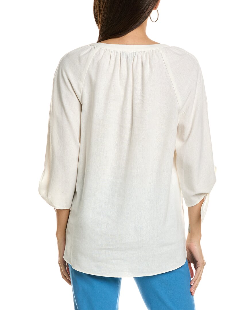 Jones New York womens Elbow Sleeve Linen-Blend Blouse, Size XS, White