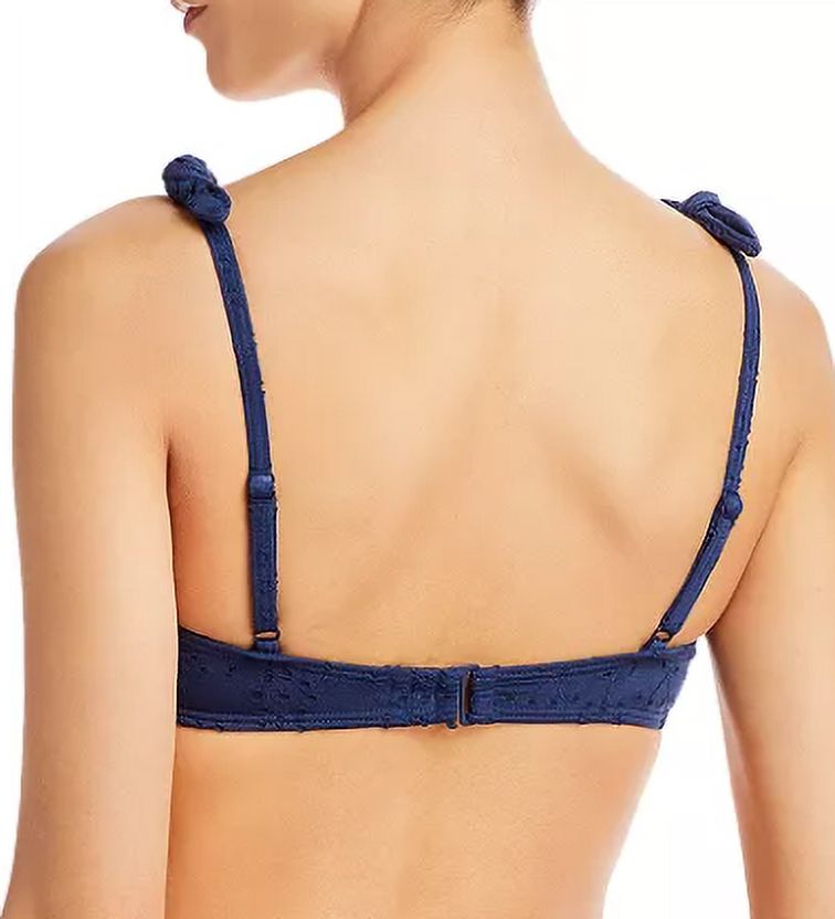 Aqua Swim Womens Eyelet Square Neck Bikini Swim Top Size M Blue