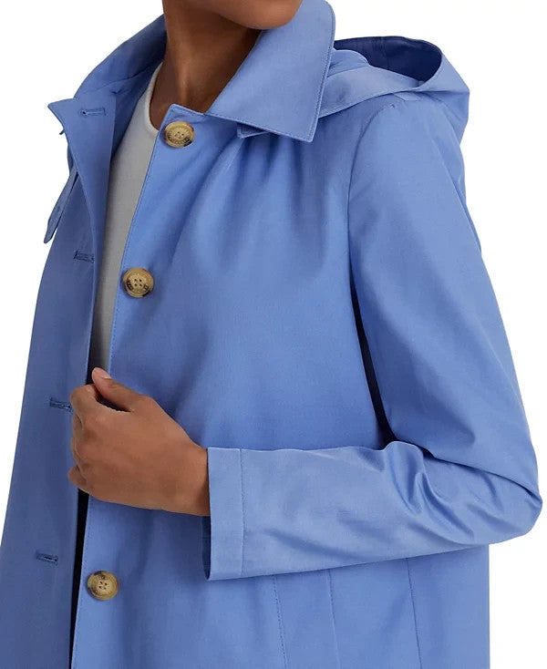 Lauren Ralph Lauren Women's Hooded Raincoat Blue Size PS MSRP $240