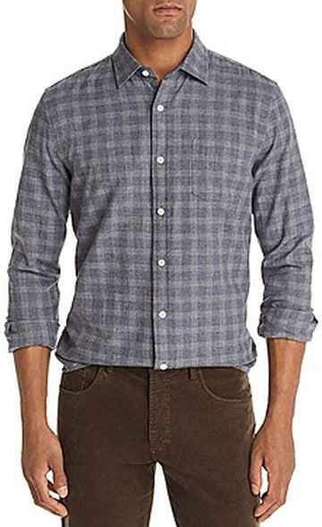 Bloomingdale's the men's store Shirt Plaid Print Classic Button Up gray Size XL