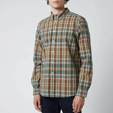 Paul Smith Men's Long Sleeve Plaid Shirt multi green Size S MSRP $175
