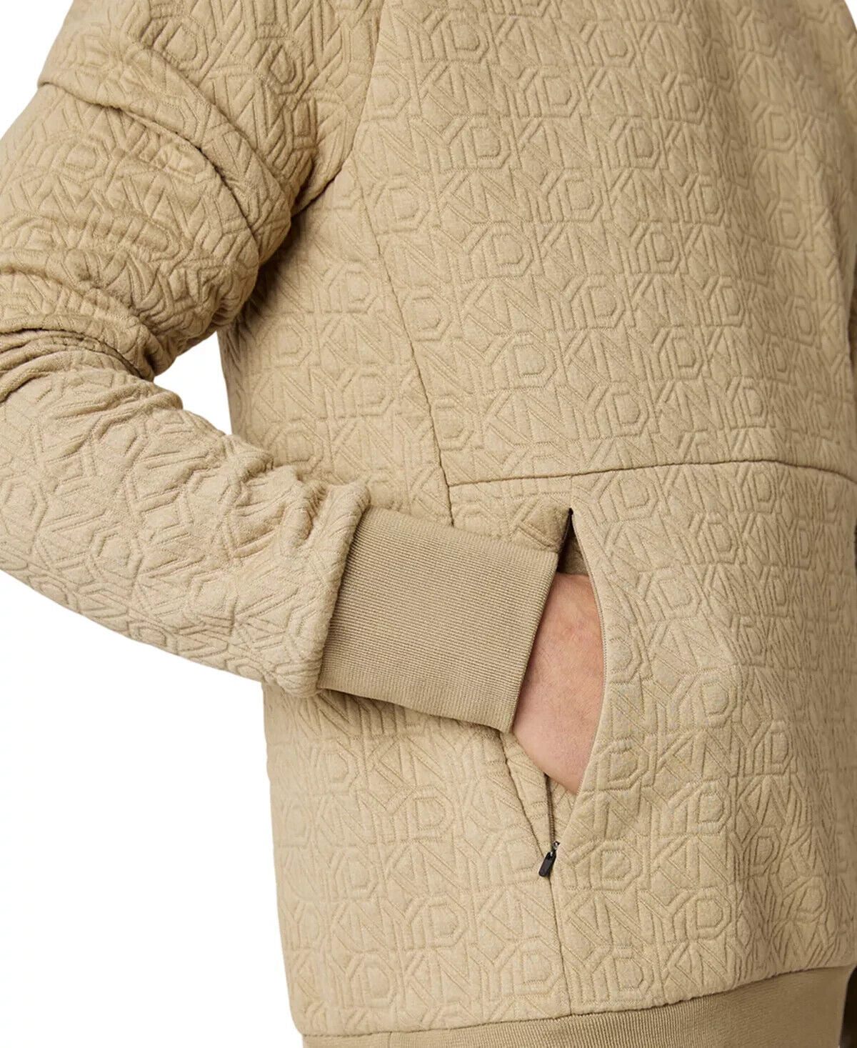 DKNY Men's Yosemite Logo Jacquard Sweatshirt Dune Beige Size S MSRP $80