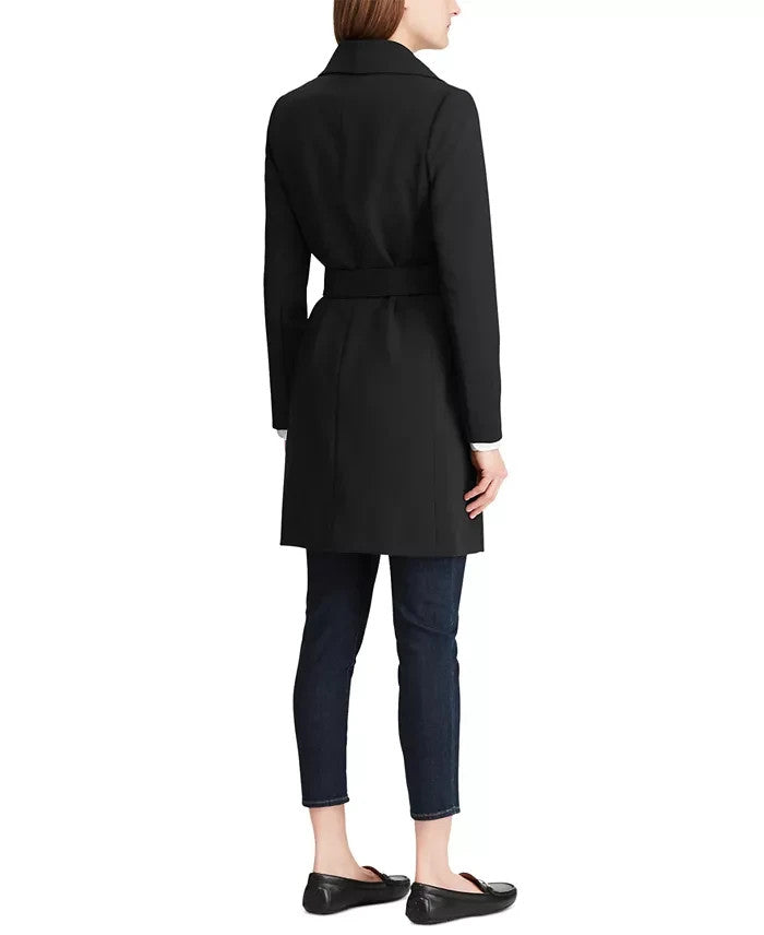 Lauren Ralph Lauren Women's Crepe Belted Wrap Coat Navy Size M MSRP $200
