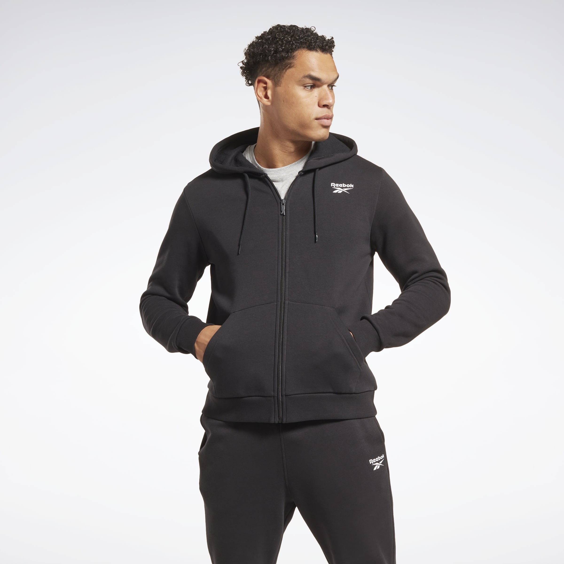 Reebok Identity Fleece Full-Zip Men's Hoodie Size S Black