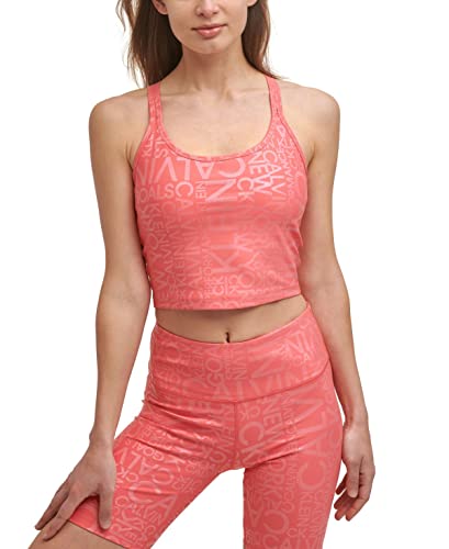 Calvin Klein Performance Women's Printed Strappy-Back Tank Top Size XL Pink