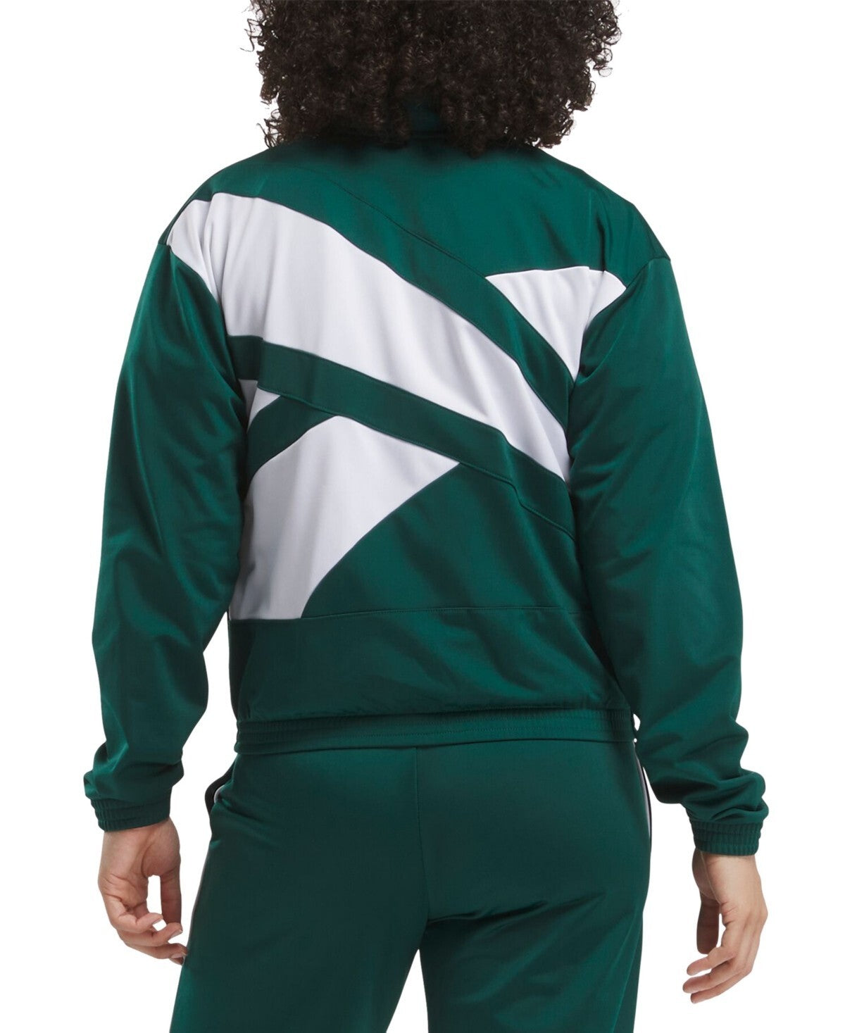 Reebok Women's Logo Tricot Long-Sleeve Track Jacket Green Size L MSRP $55