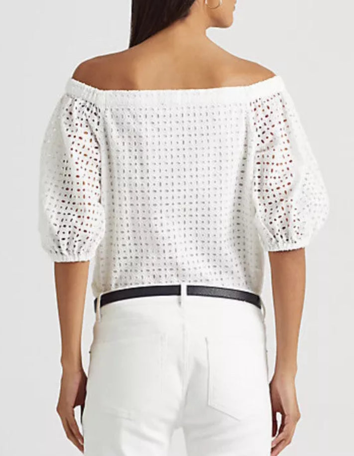 Lauren Ralph Lauren Plus Size Off-The-Shoulder Top White 2X MSRP $165