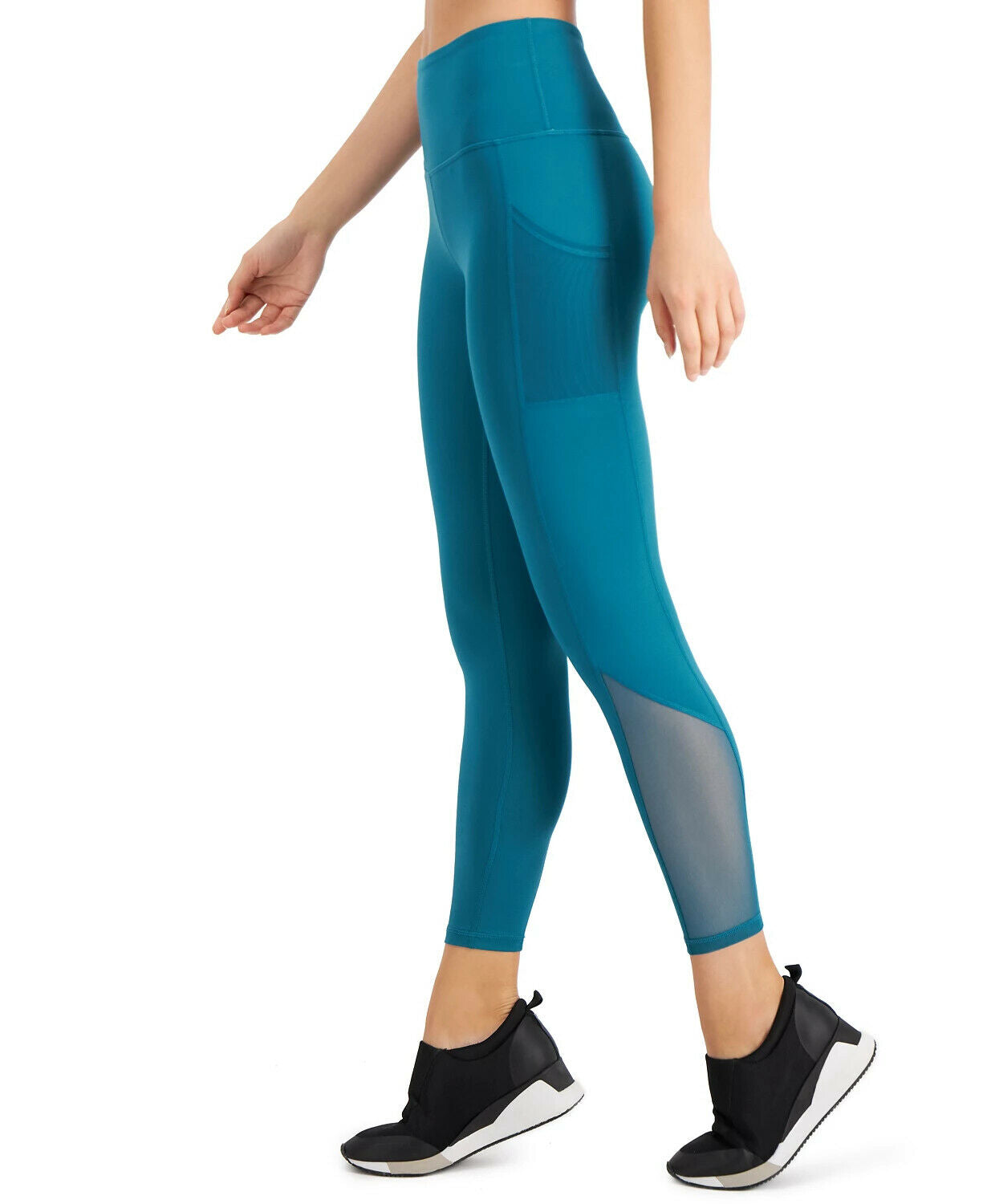 Ideology Mesh-Trimmed 7/8 Leggings womens green Size XS MSRP $40