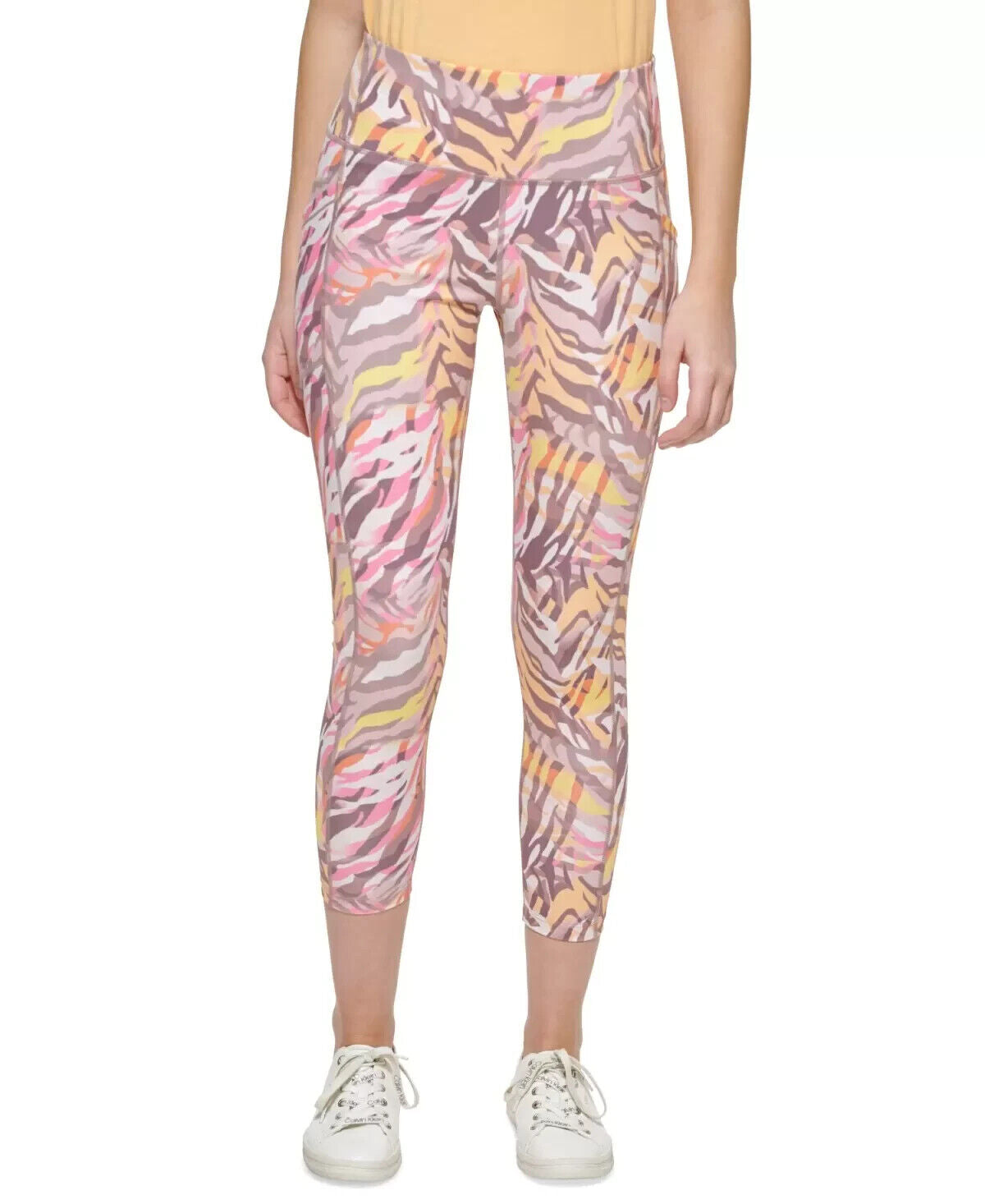 CALVIN KLEIN PERFORMANCE Printed High-Rise 7/8 Leggings Pink Size XS MSRP $70