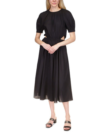 Michael Michael Kors Cut Out Cotton Midi Dress Black Size XL MSRP $175