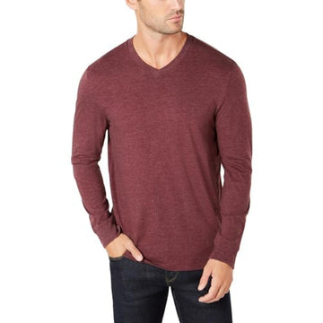 Club Room Mens V Neck Long Sleeve T-Shirt Purple Size L