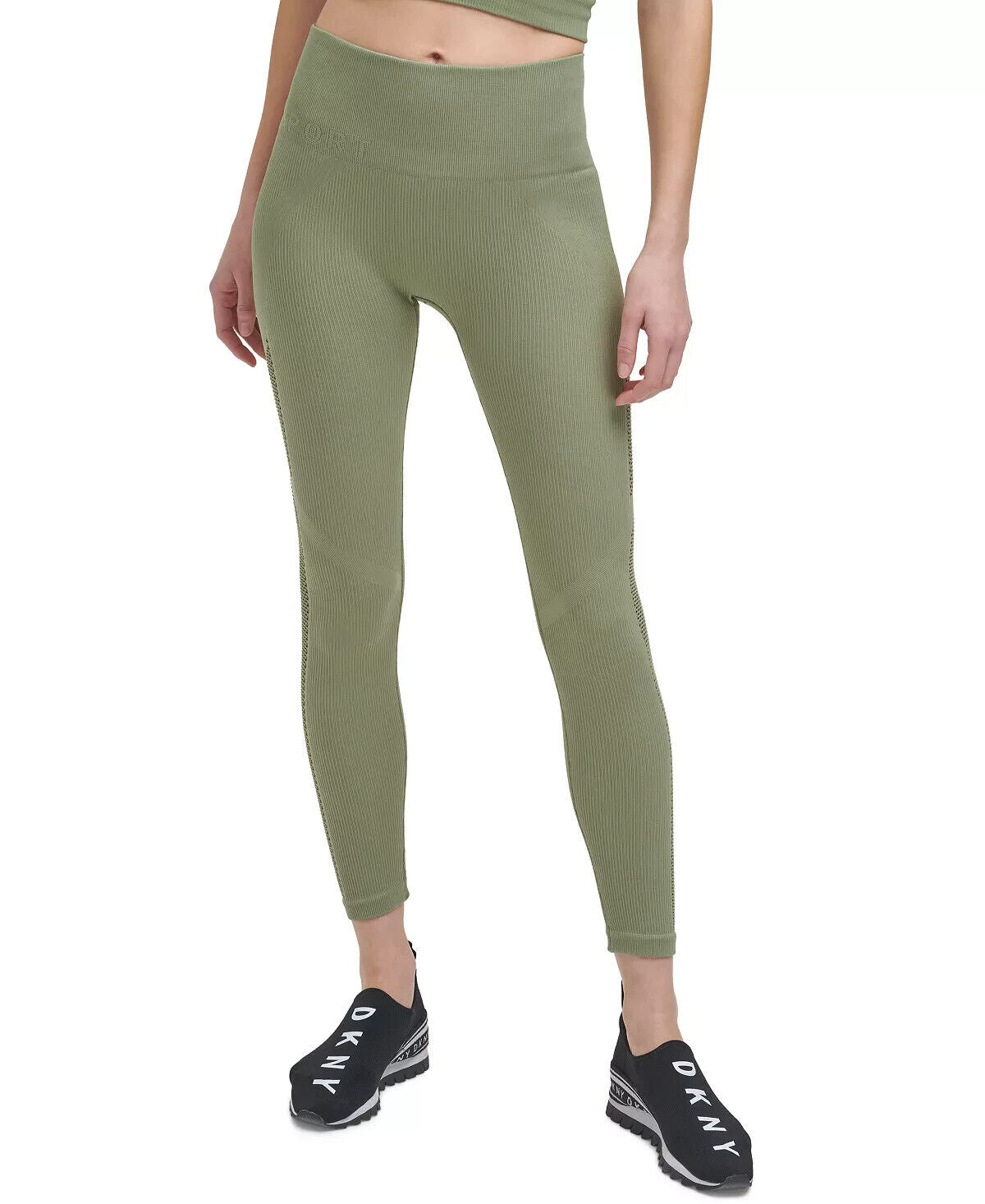 DKNY SPORT Women's High-Waist 7/8 Leggings Green Size L MSRP $60