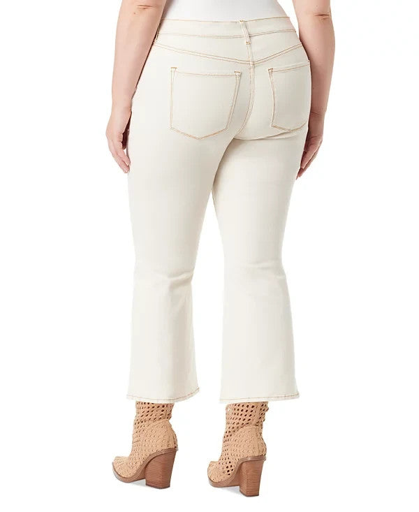 Jessica Simpson Trendy Plus Size 18W Charmed Ankle Flare Jeans Ivory MSRP $70