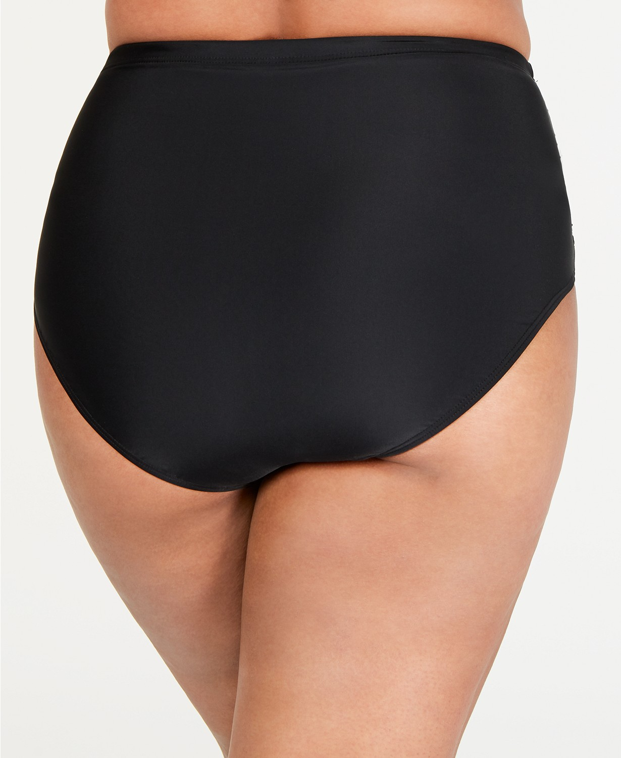Island Escape South Beach High Waist Black Bikini Swim Bottom Plus Size 24W