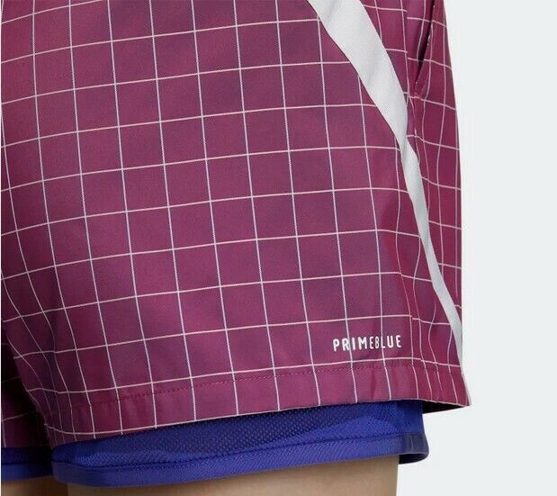 adidas Women's PrimeBlue Plaid Ripstop Shorts Purple Size M MSRP $50