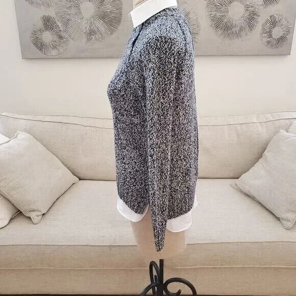 Lauren Ralph Lauren Womens Layered Cotton-Blend Sweater Black/Cream Size M