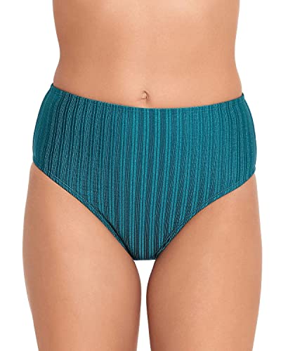 Salt + Cove Womens Swimwear Large Shiny Seersucker High Waist Blue Size L