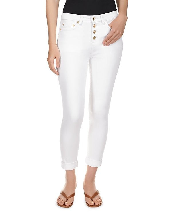 Michael Kors Izzy Roll-Hem Denim Skinny Jeans White Size 10 MSRP $110