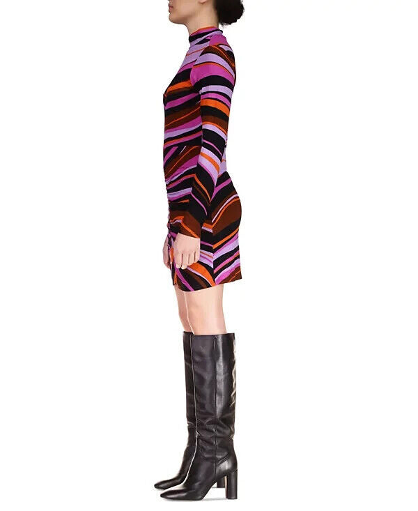 Sanctuary Abstract Mock Neck Shirred Bodycon Dress Pink Black Size XXL MSRP $ 99