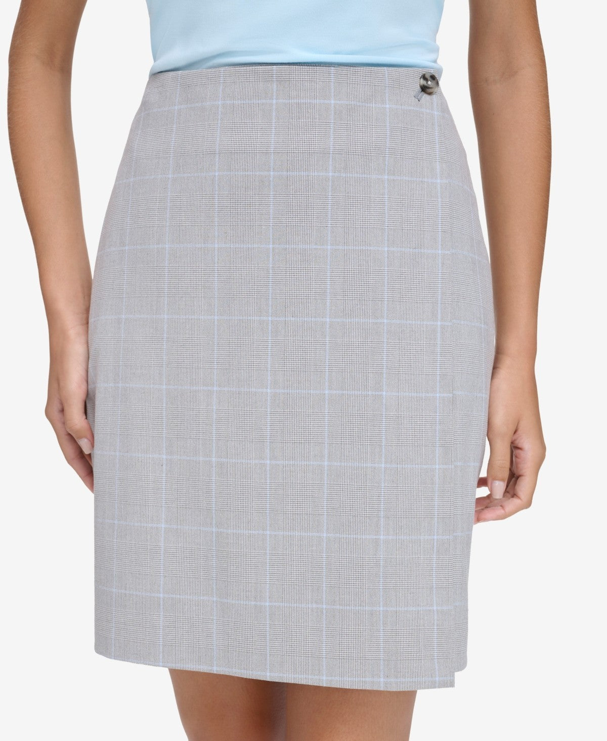 Calvin Klein Women's Plaid Pencil Skirt Gray Size 12 MSRP $79