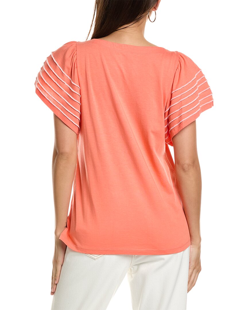 Jones New York womens Flutter Sleeve T-Shirt, Size XL, Orange