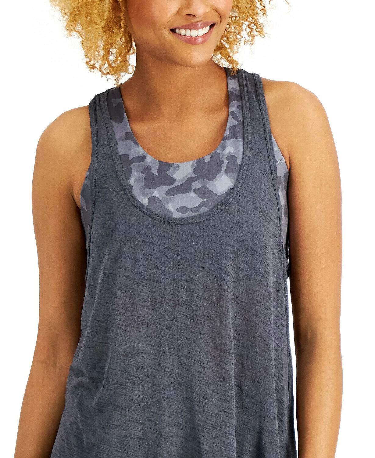 Ideology Camo Bra Tank Top Womens gray Size L MSRP $40