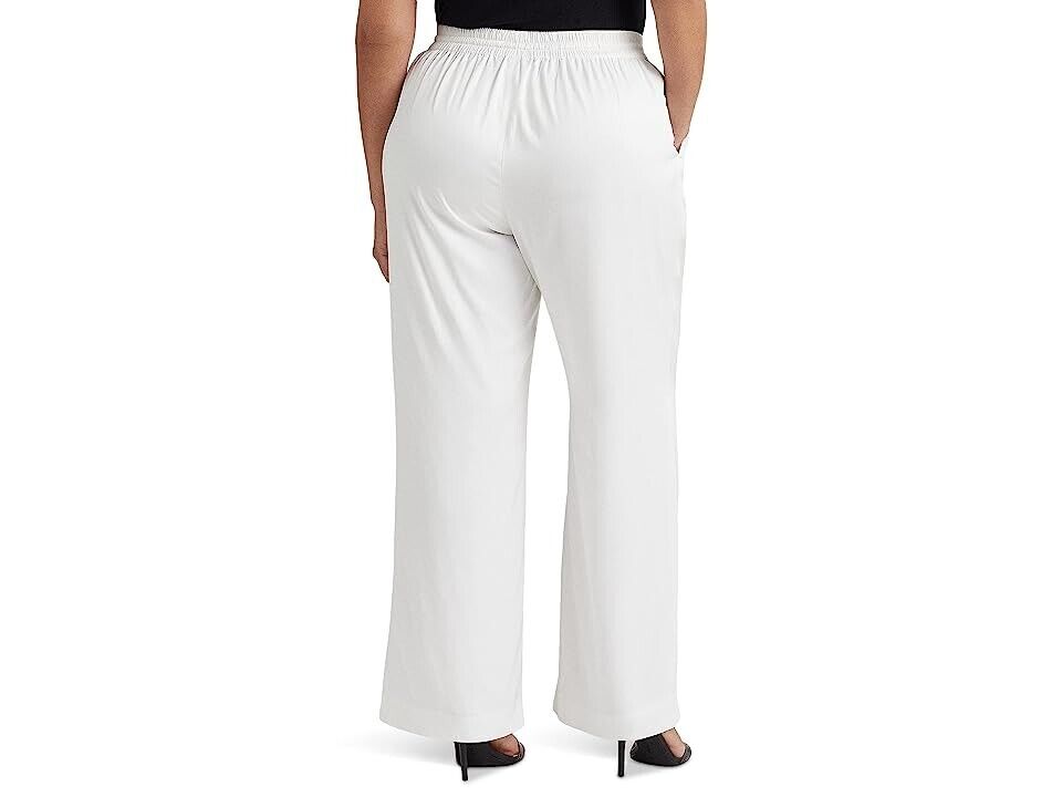 Lauren Ralph Lauren Drawcord Wide-Leg Pants White Plus Size 2X MSRP $175