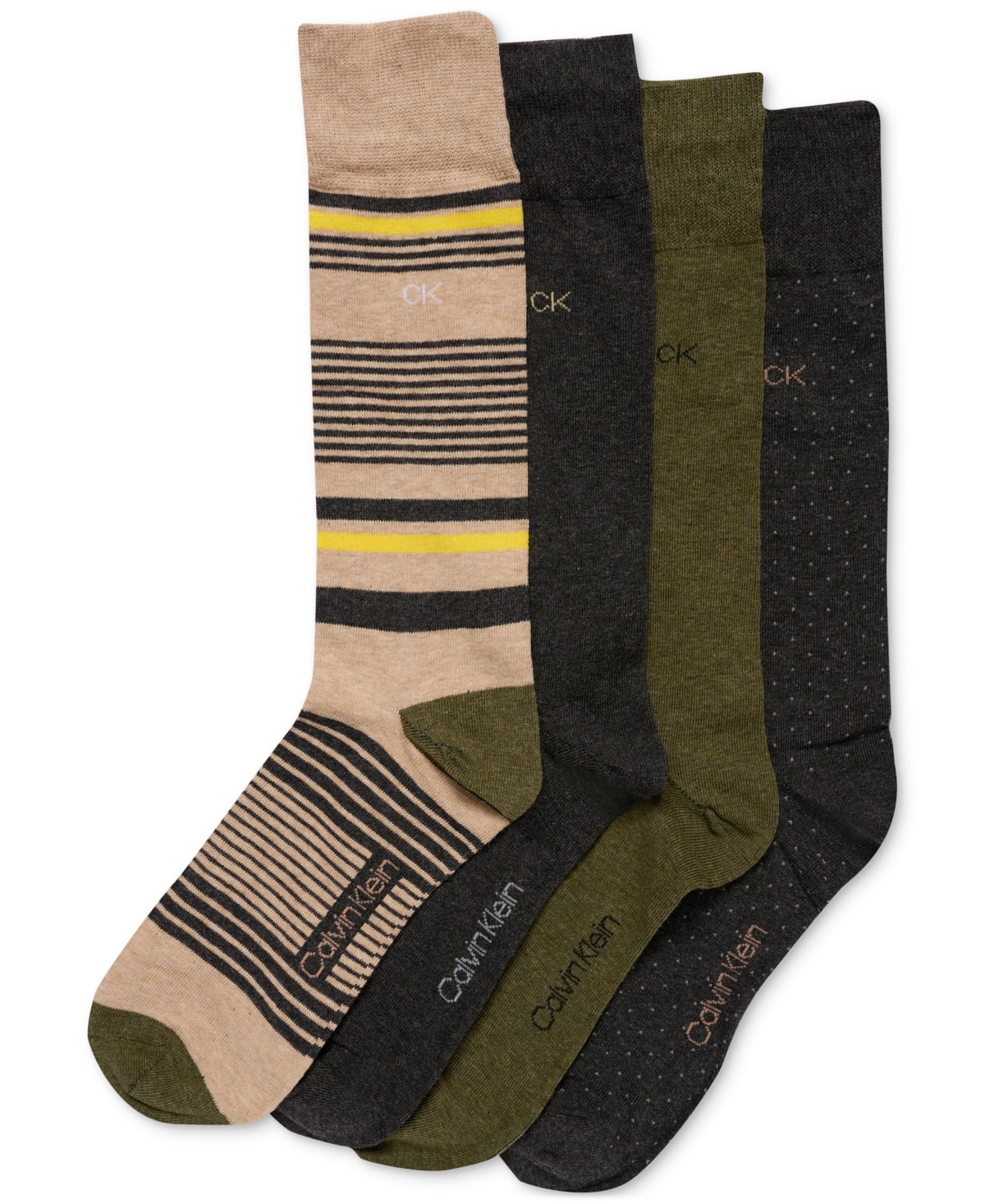 Calvin Klein Men's 4 Pk Crew Dress Socks Brown Size Regular