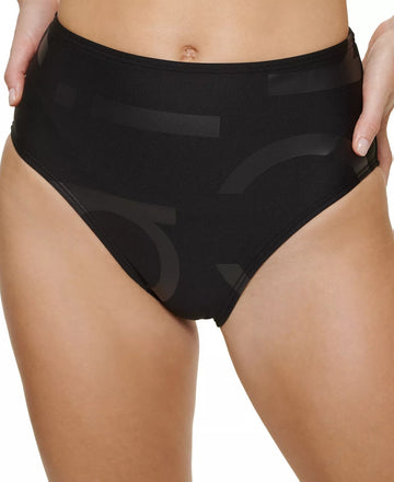 Calvin Klein BLACK High-Waist Logo Bikini Swim Bottom, US Size L Swimwear