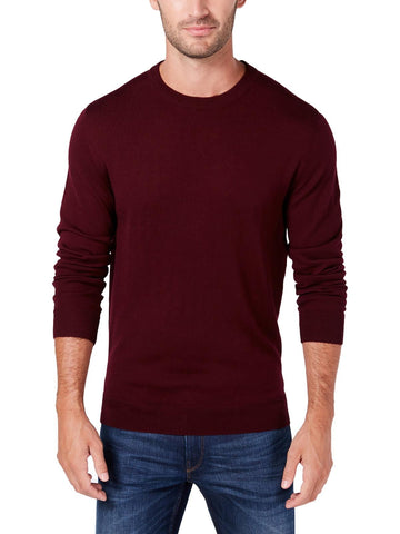 Club Room Mens Merino Wool Regular Fit Pullover Sweater Red Plum Size XL