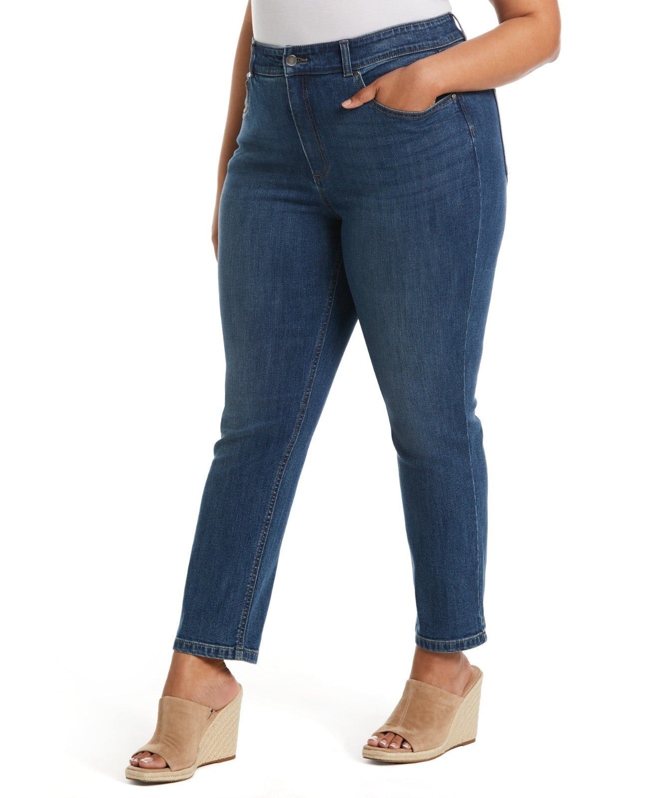 Rafaella Plus Size Modern Fit Straight Leg Ankle Jeans Blue Size 18W