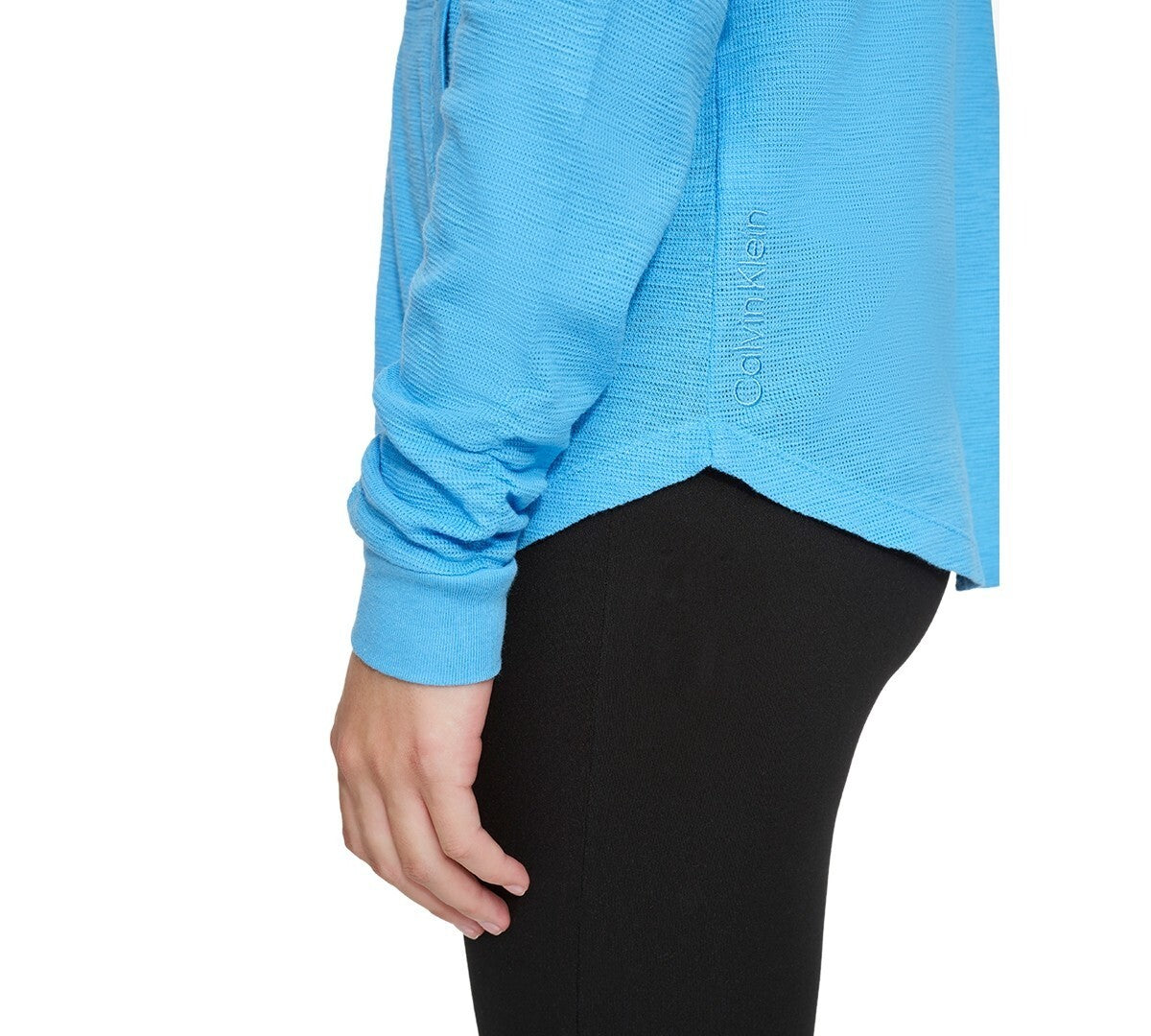 Calvin Klein Performance Ruched-Sleeve Zip Hoodie Blue Size 3X MSRP $59