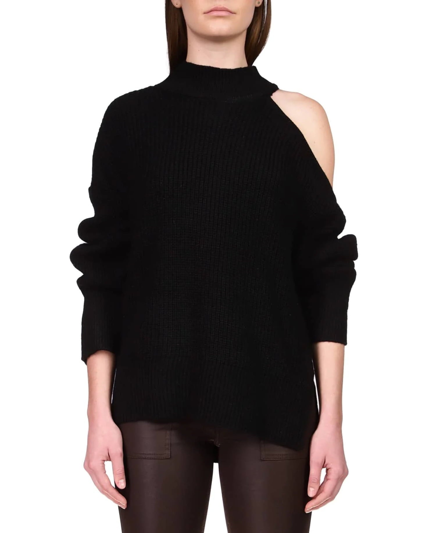 Sanctuary Women's Black One Cold Shoulder Long Sleeve Sweater Size M