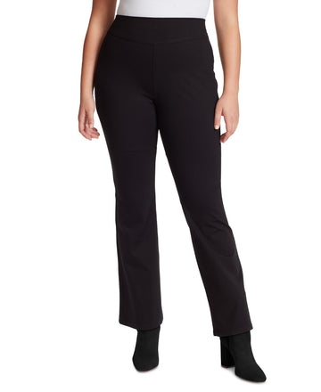 Jessica Simpson Trendy Ponte Pull-On Flare-Leg Pants Black Plus Size 16W MSRP$80