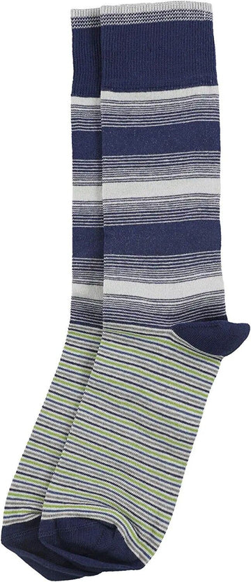 Bloomingdale's Mens Dual Stripe Dress Socks, Blue Size 10-13