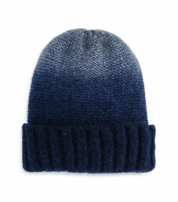 THE MENS STORE Navy Blue OMBRE Alpaca Wool Blend Beanie ONE SIZE