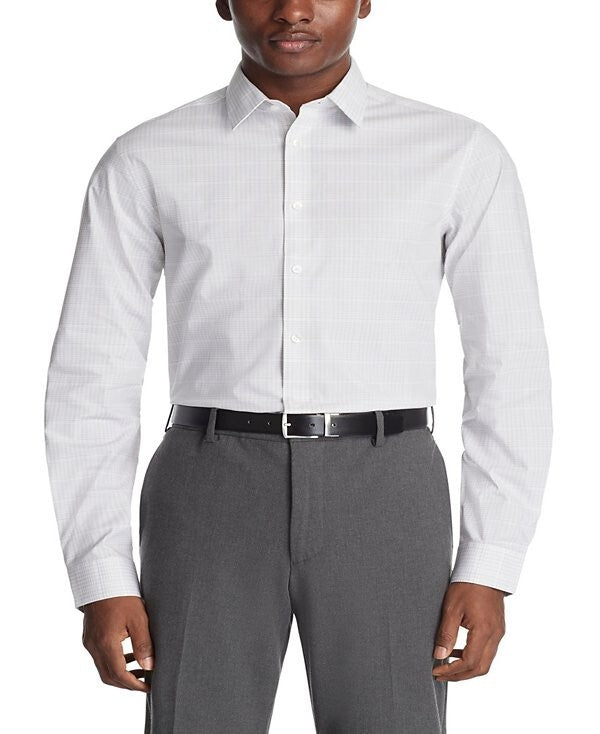 Calvin Klein Steel Men's Slim Fit Dress Shirt Gray SIze 17 x 32/33 MSRP $85