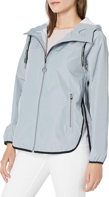 Calvin Klein Women Performance Water Repellent Hooded Jacket Stone Grey Size S