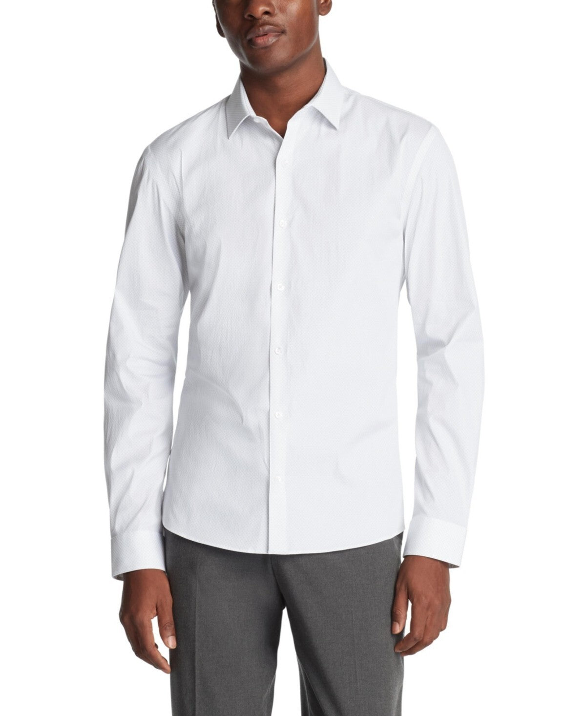 Calvin Klein Men's Extra Slim Fit Dress Shirt Grey Blue White Size 16/16.5x34/35