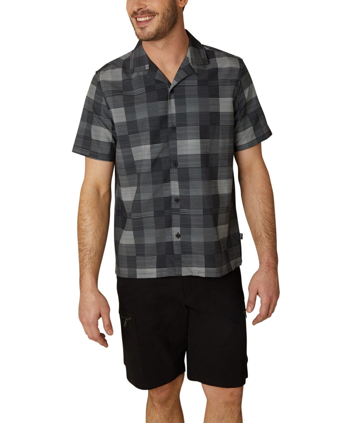 Dkny Men's Warwick Regular-Fit Stretch Stripe Check Shirt Gray Size S MSRP $70