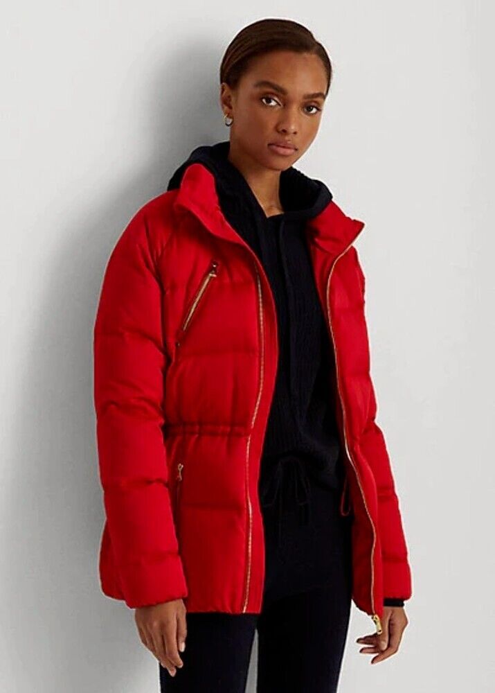 Lauren Ralph Lauren Satin Down Jacket (Small, Red) Retail $295