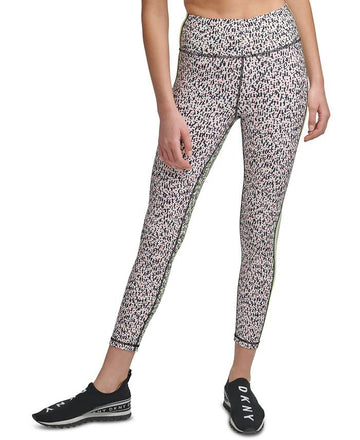 DKNY womens Printed Side-Striped Legging, Slate Heather, Size S Black
