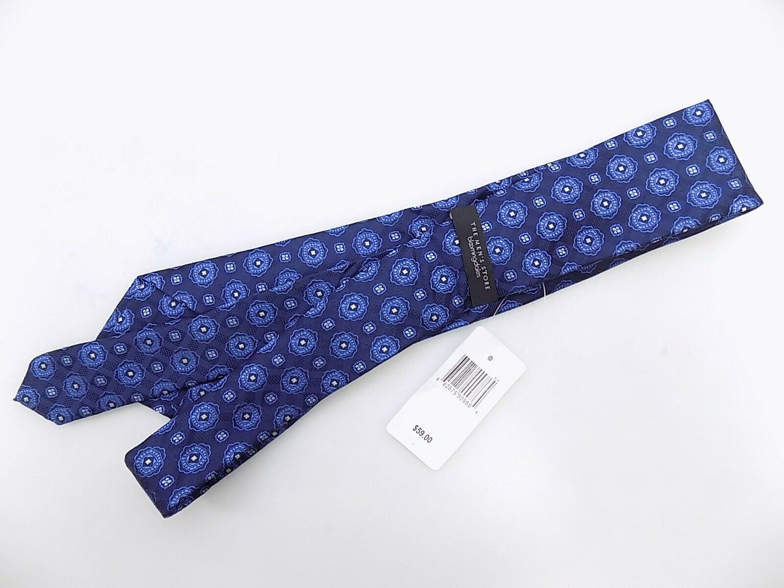 The Men's Store at Bloomingdale's Floral Medallion Silk Blue Necktie MSRP $59