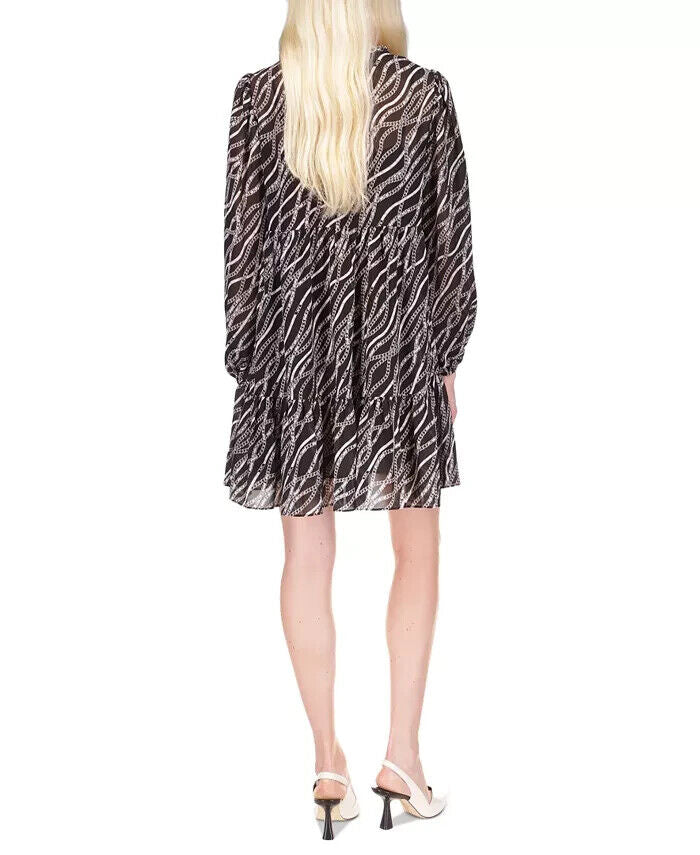 Michael Michael Kors Women's Chain-Print Tenty Dress Black Size S MSRP $275