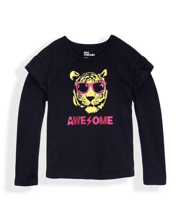 Epic Threads Girls Rockstar Long Sleeve Deep Black Size 6