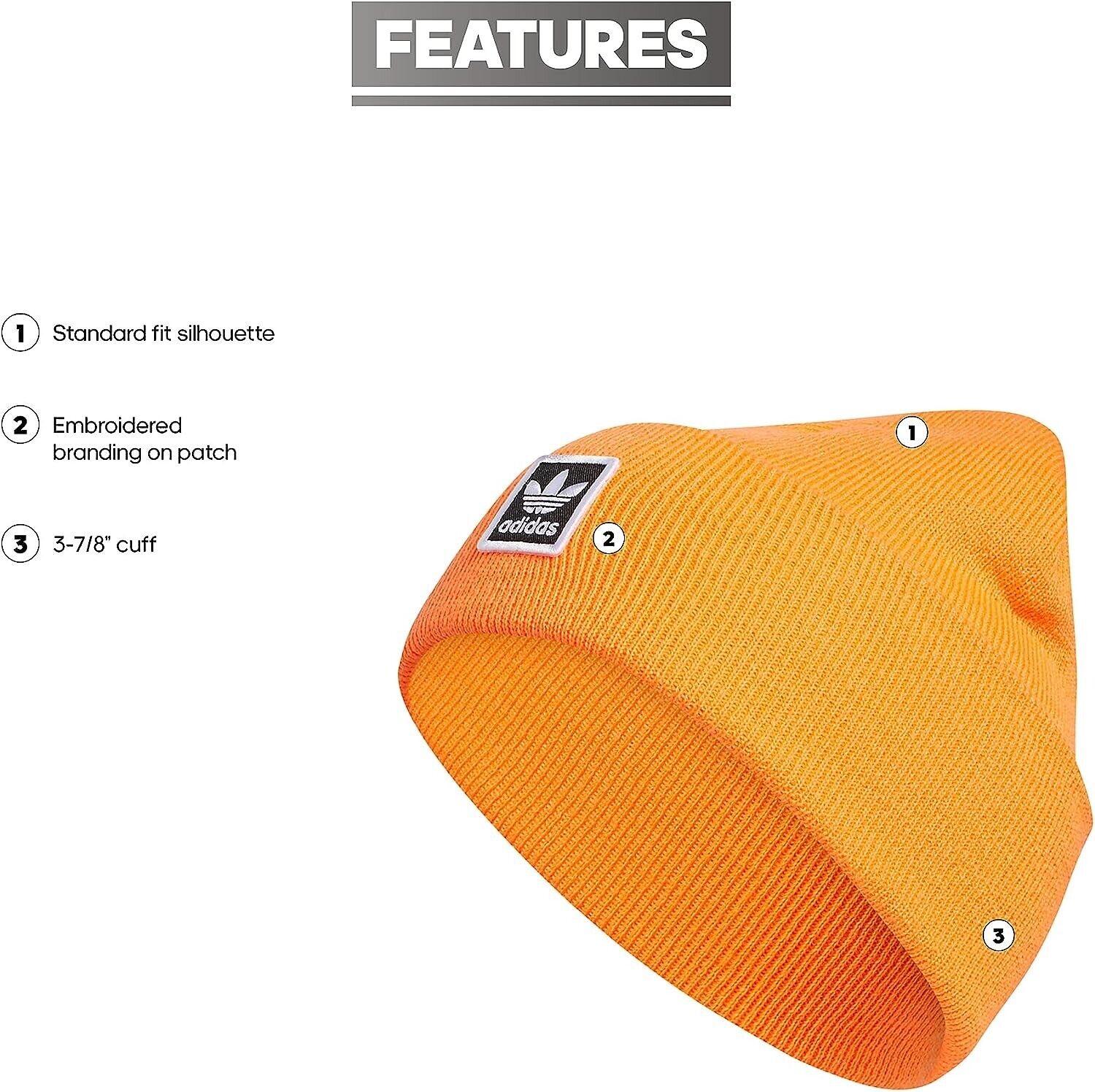 adidas Originals Unisex Originals Tall Utility Beanie Neon Bright Orange